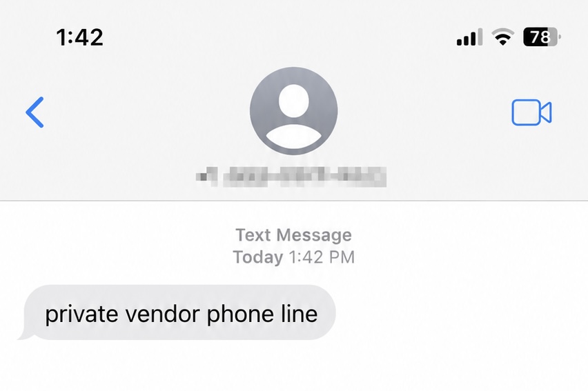 Private Vendor Phone Line