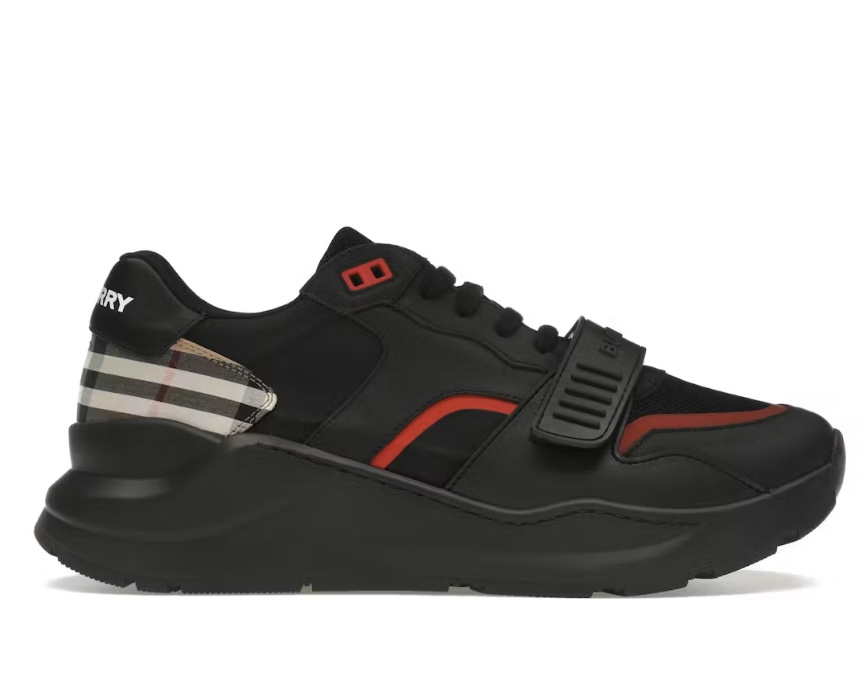 BURBERRY REGIS CHECK RUNNER BLACK/RED
